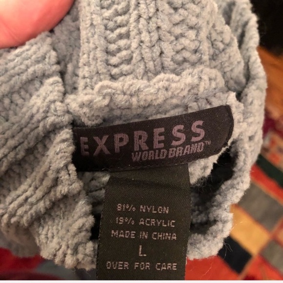 Express Y2K gray chenille tunic turtleneck sweater L - Picture 5 of 7